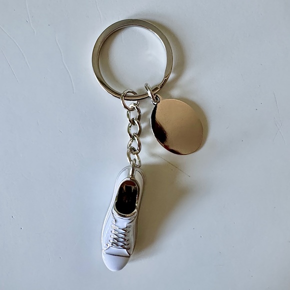 New Sneaker Tennis Shoe Silver Bag Charm Keyfob key chain - Picture 1 of 3